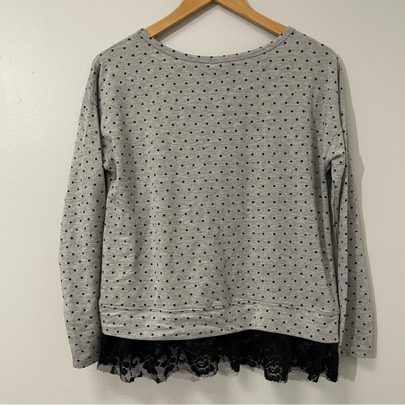 NWT 89th and MADISON POLKA DOT Knit Pullover Sweater Top Lace Hem Sz S - Picture 4 of 6
